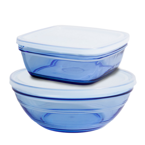 Freshbox - Marine Blue Round and Square Storage Containers (4pc Set)