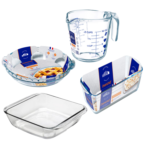 Ovenchef® Pie Dish, Loaf Dish, Square Roaster and Measuring Cup (4 Pc)