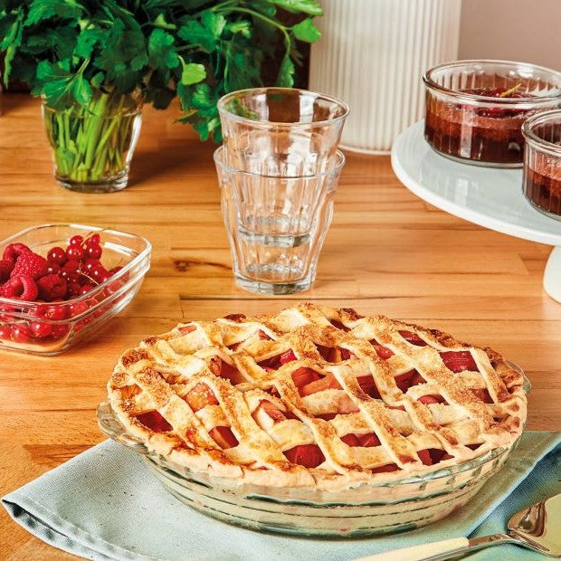Apple Pie Glass Pie Pan With Lid Fluted Glass Pie Dish, 28cm
