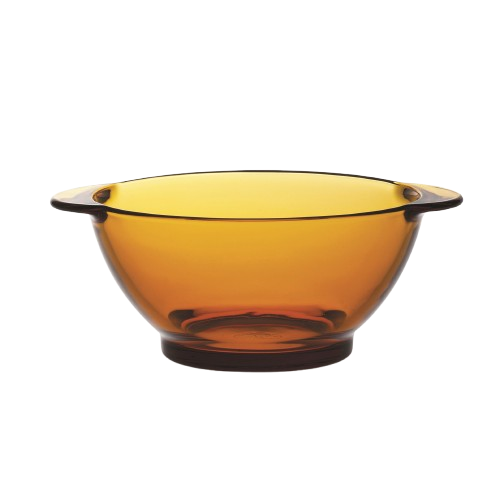 Duralex Lys. Le bol à oreilles en verre vermeil jaune.