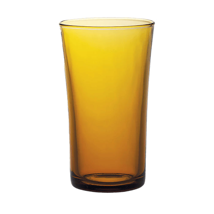 Duralex Lys. The large tumbler in amber yellow. Le grand verre en jaune vermeil.