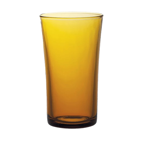 Duralex Lys. The large amber tumbler. Le grand verre jaune vermeil. 