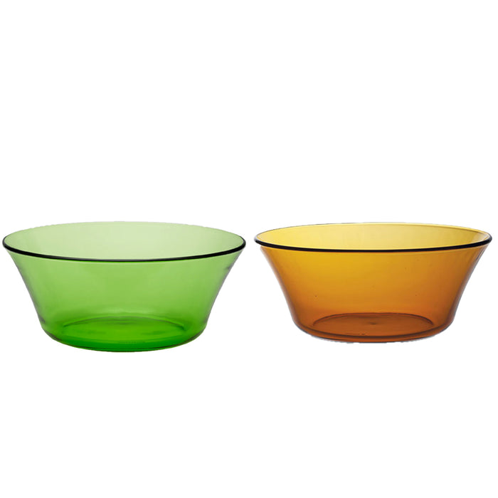 Lys Salad Bowl Set of 2 Amber and Green - Duralex Canada | Tough Tempered Glassware